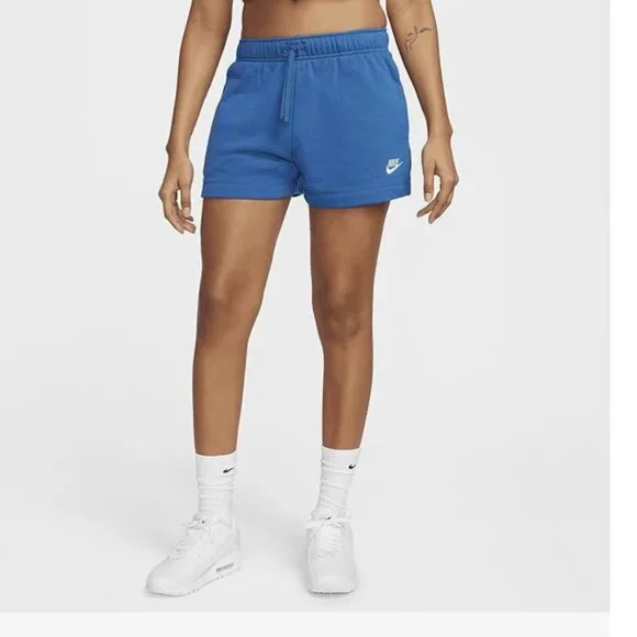 Nike Womens Club Fleece MID-Rise Shorts Court Blue/White - Picture 2 of 4